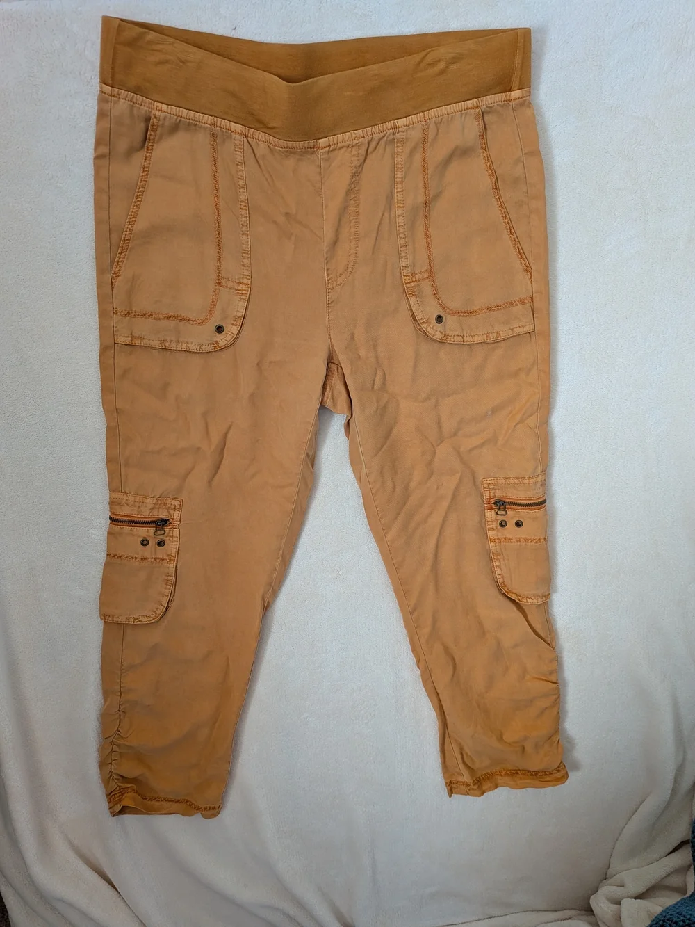 XCVI Wearables Nadia Cargo Pants Orange Women's Size Small Crop